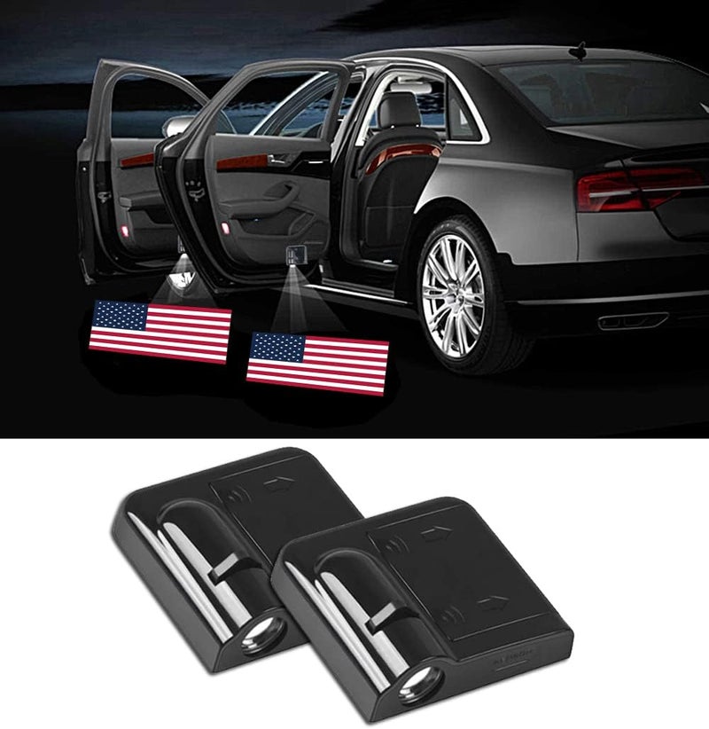 NewL 2 Pcs Led Car Door Welcome Light for American Flag Logo Symbol Projector Lights Ghost Shadow Light - Image 1